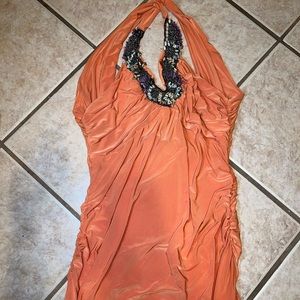 Early 2000 Summer dress with beautiful beads details on neckline.